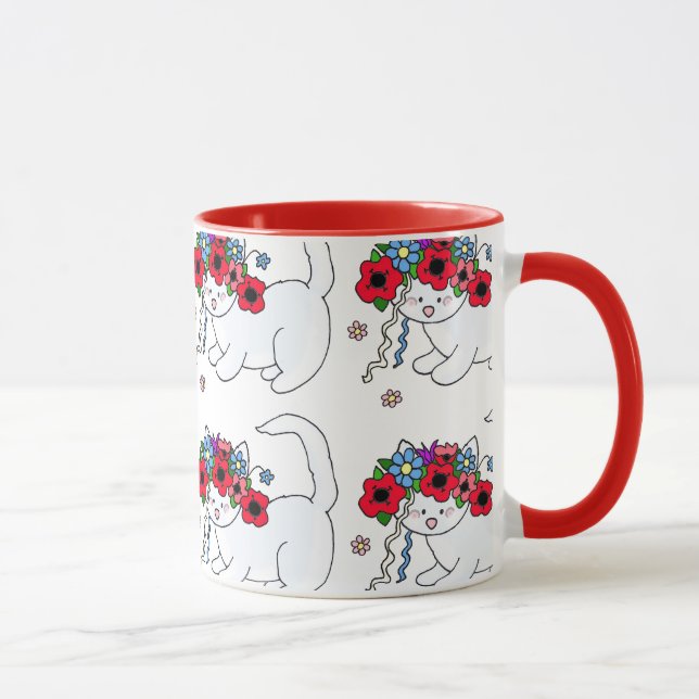 Caneca Arte popular do ucraniano do gato (Direita)