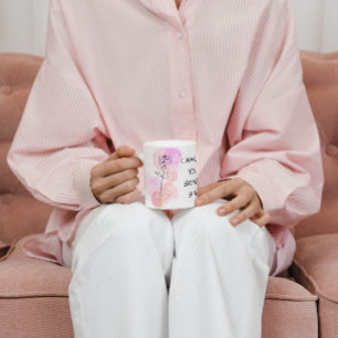 Caneca Arte Roxo Púrpura Rosa cor-de-rosa com flor de nas