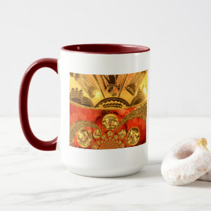 Caneca Arte tradicional africana vermelha dourada