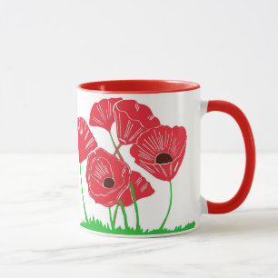 Caneca Arte vermelha da flor das papoilas