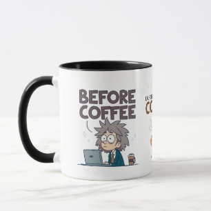 Caneca Arte Vetorial do Humor do Café Antes Durante Depoi