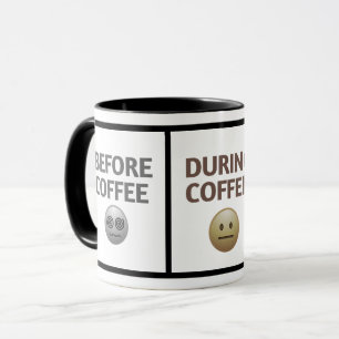 Caneca Arte Vetorial do Humor do Café Antes Durante Depoi
