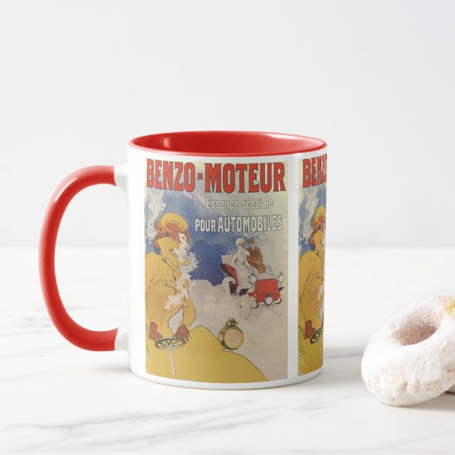 Caneca Arte Vintage Art Nouveau, Benzo Moteur por Jules C (Com Donut)