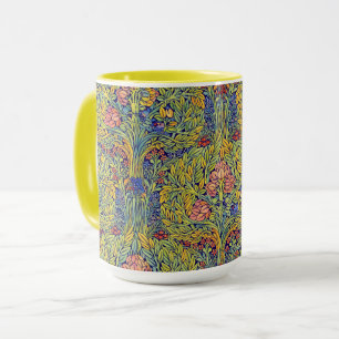 Caneca Artes e Ofícios Retro estilo Padrão de Pássaros em