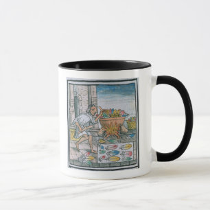 Caneca Artesões astecas que tingem penas