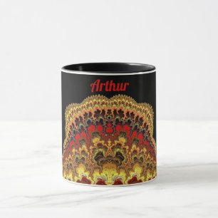 Caneca ARTHUR ~ Zany Padrão ~ Amarelo vermelho e preto