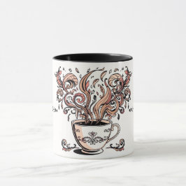 Caneca Artistic Swirl Botanical Coffee Cup Illustration M