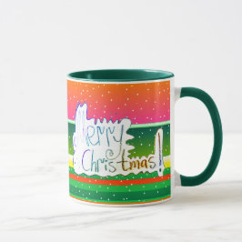 Caneca artística com letra à mão Natal Feliz