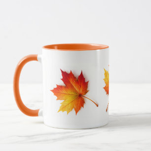 Caneca Artística de Folha de Bordo de Outono com L