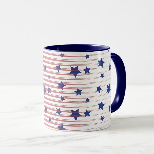 Caneca Artsy American Flag Art Stars and Stripes Chic (Frente Esquerda)
