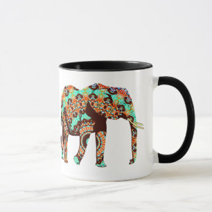 Caneca Artsy Colorful Elephant Coffee Mug