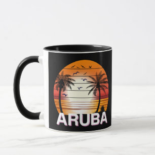 Caneca Aruba Vintage Palm Trees Summer Beach