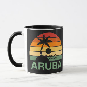 Caneca Aruba Vintage Palm Trees Summer Beach