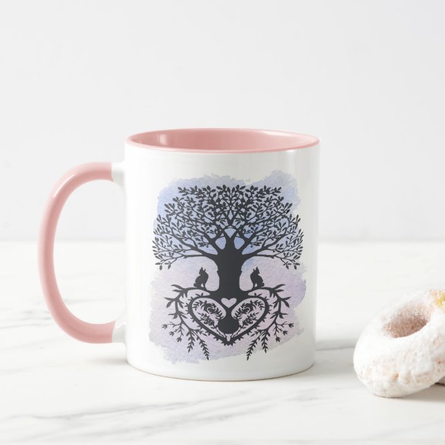 Caneca Árvore da Vida da Arte Folclórica (Com Donut)