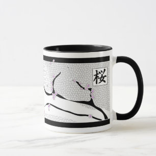 Caneca Árvore de Flor de Cereja Branca