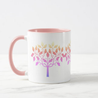 Caneca árvore de frutas cor-de-rosa