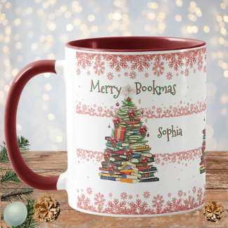 Caneca Árvore de Livro Personalizada com Padrão de Flocos
