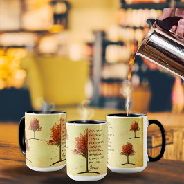 Caneca Árvore de Mapeamento de queda de Ouro Rústica Insp