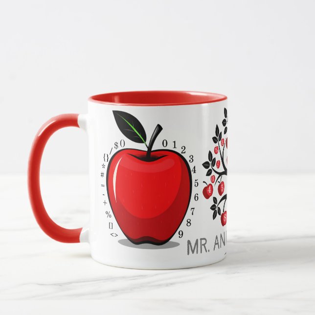 Caneca Árvore de Matemática da Apple Vermelha (Esquerda)