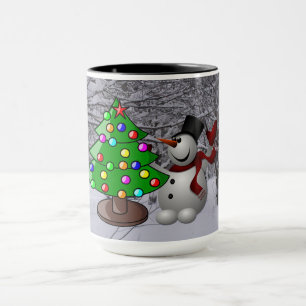 Caneca Árvore de Natal, boneco de neve, Cena de neve