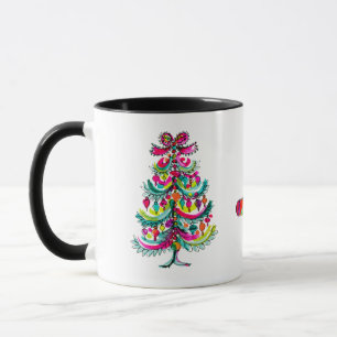 Caneca Árvore de Natal Cor-de-Rosa Orgulho Gay Arco-Íris 