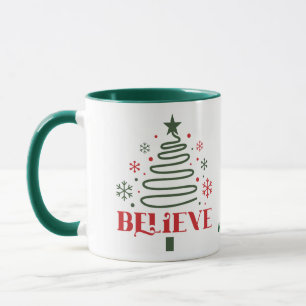 Caneca Árvore de Natal da Linha Moderna Acredita em Mug