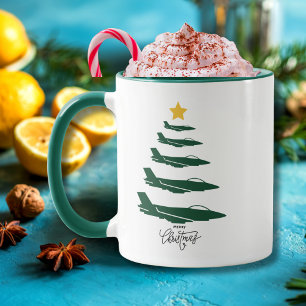 Caneca Árvore de Natal de Avião Militar Aviação WW2