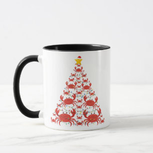 Caneca Árvore de Natal de Caranguejo Chapéu de Papai Noel