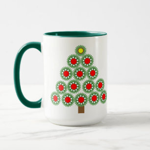 Caneca Árvore de Natal de Engrenagens Mecânicas