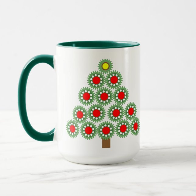 Caneca Árvore de Natal de Engrenagens Mecânicas (Esquerda)
