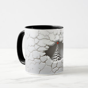 Caneca Árvore de Natal de Neve 3D rachada
