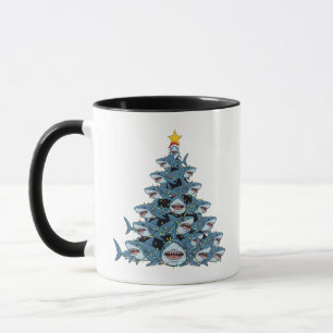 Caneca Árvore de Natal de Tubarão Chapéu de Papai Noel Lu