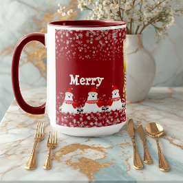 Caneca Árvore de Natal de Urso Polar Floco de Neve de inv