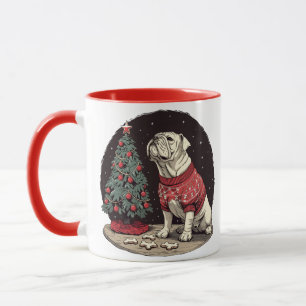 Caneca Árvore de Natal do Bulldog Inglês de Natal