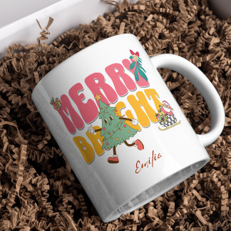 Caneca Árvore de Natal do Nome Personalizado do Brilho Re