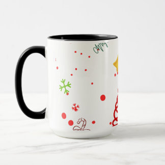 Caneca Árvore de Natal em Espiral e Desenho de Sininhos