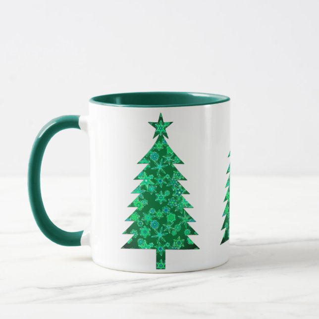 Caneca Árvore de Natal Evergreen com Flocos de Neve (Esquerda)