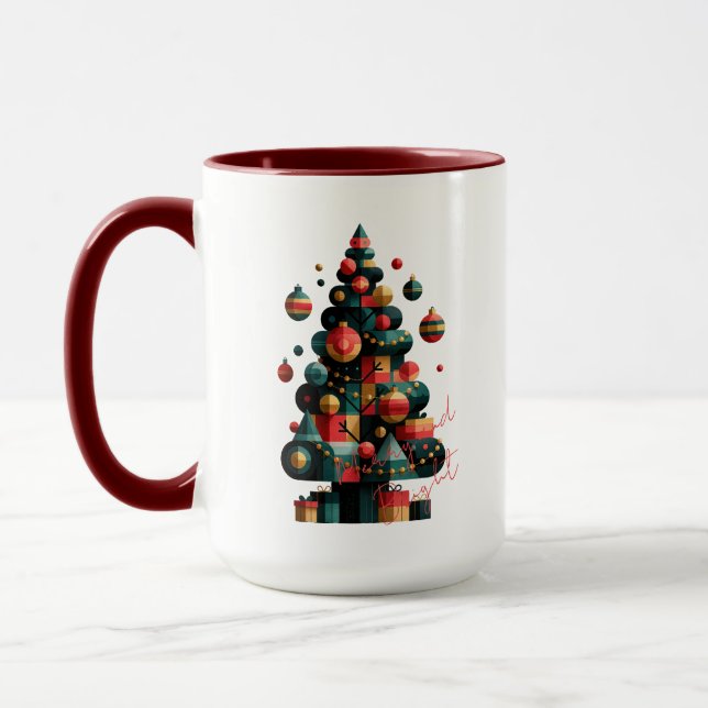Caneca Árvore de Natal Geométrica (Esquerda)