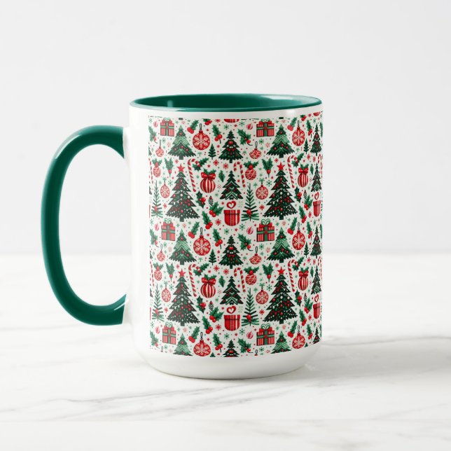 Caneca árvore de Natal, presentes, bengala doce (Esquerda)