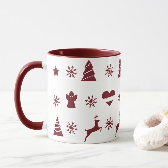 Caneca Árvore de Natal, renas, anjos e neve (Com Donut)