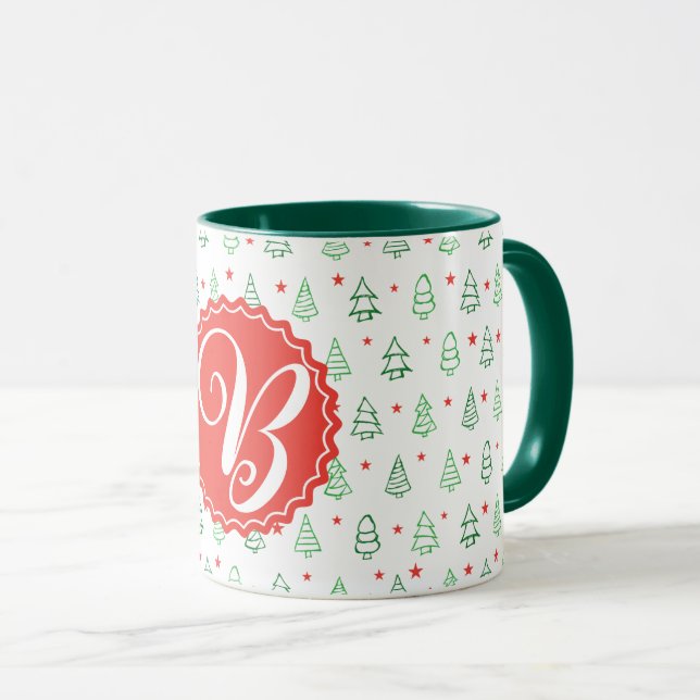 Caneca Árvore de Natal Vermelha e Verde (Frente Esquerda)