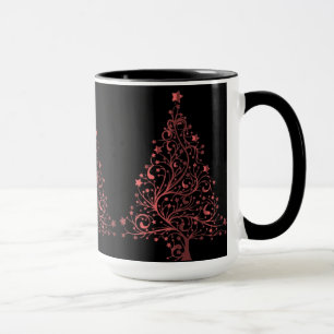 Caneca Árvore de Natal Vermelho Metálico Preto