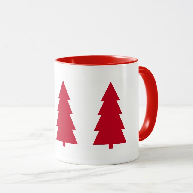 Caneca Árvore de Natal Vermelho Simples Mínimo (Frente Esquerda)