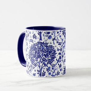 Caneca Árvore de William Morris de vida, de azuis