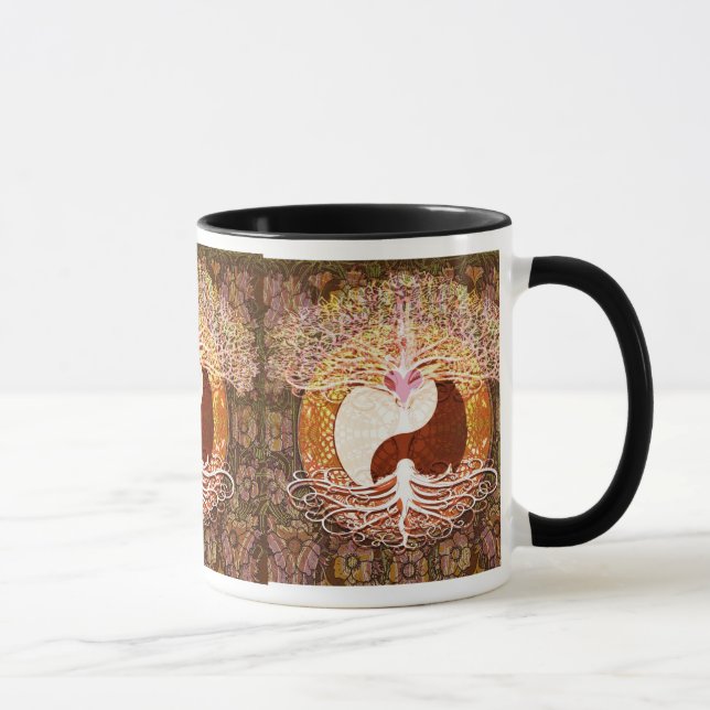 Caneca Árvore do coração de Ying Yang de vida (Direita)