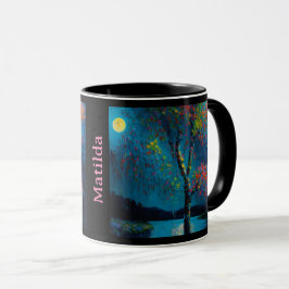 Caneca Árvore do rio da Lua mágica no estilo de pintura a