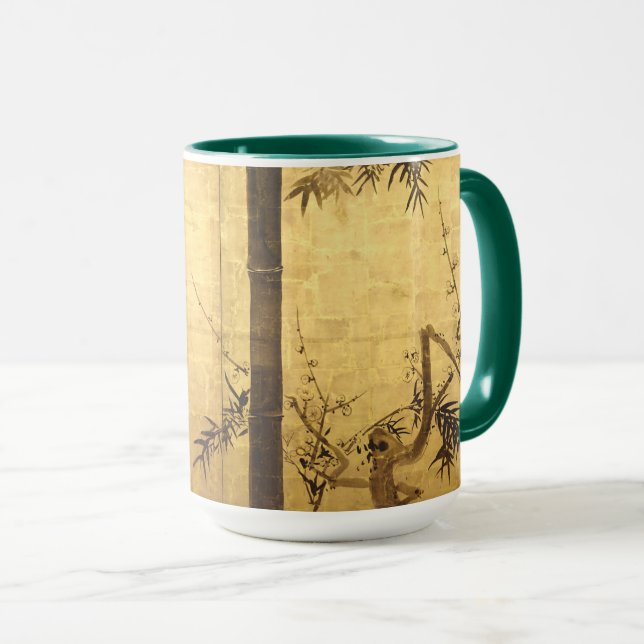 Caneca Árvore japonesa de bambu e ameixa por Ogata Kōrin (Frente Esquerda)