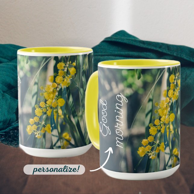 Caneca Árvore Mimosa com Flores Amarelas (Criador carregado)