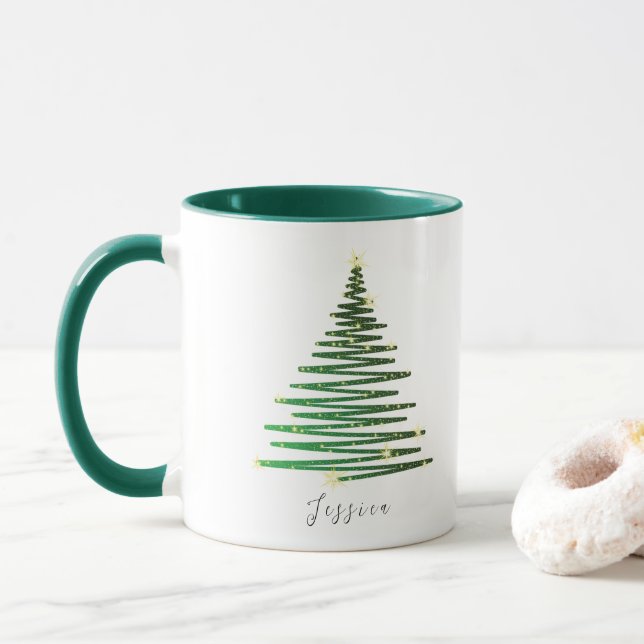 Caneca Árvore Verde Invernal Personalizada no Natal (Com Donut)