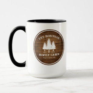 Caneca Árvores de Cabina da Família Rustic Country Plank